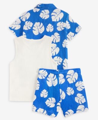 Boys' Toddler 2T-4T Leaf-Print Shirt, Tank Top and Shorts 3-Piece Set, Macy's Exclusive