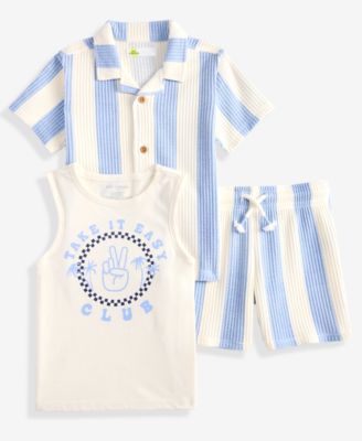 Epic Threads - Boys Toddler 2T-4T 3-Pc. Striped Resort Shirt, Tank Top & Shorts Set