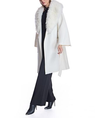 Women's Wool Blend Belted Trim Coat