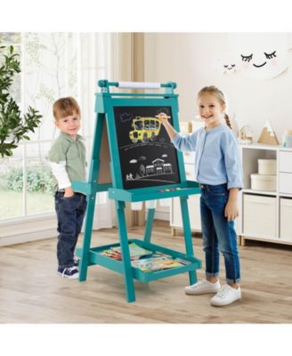 Foldable Easel for Kids 3-in-1 Double-sided Art Easel with Chalkboard