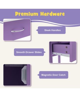 2-Pc MDF Ergonomic Desk Set with Drawer & Cabinet Storage