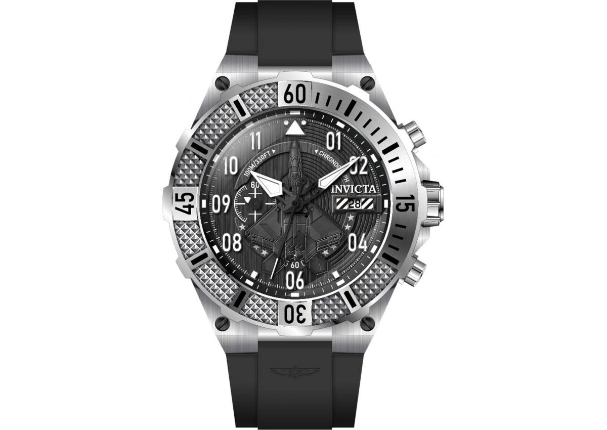 Invicta Men's Aviator Quartz Multifunction Black Dial Watch