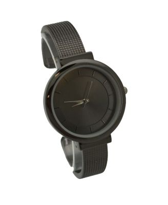 Gunmetal Shiny Face Textured Bangle Watch