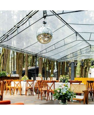 16" Large Disco Ball Mirror Big Hanging Glass Decor for 70s 80s Party Events Wedding DJ Dance Club Stage Lighting Silver