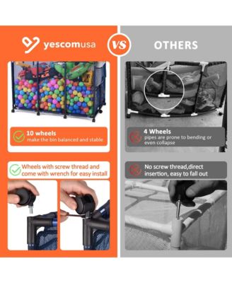 2 Pack Mesh Pool Toy Storage Bin Rolling Cart w/ Noodle Holder Organizer