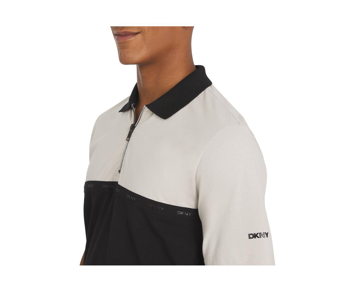 Мужское поло DKNY Highwalk Cotton Zip Front Polo, цвет: Moonstuck — фото 2