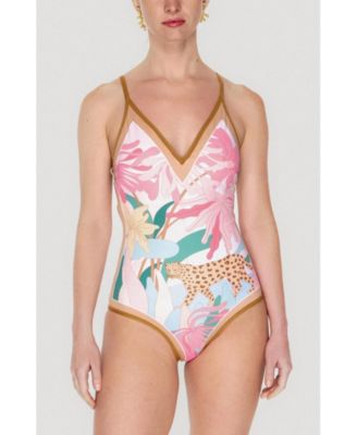 Women's Blush Jungle Reversible V-Neck One-Piece Swimsuit