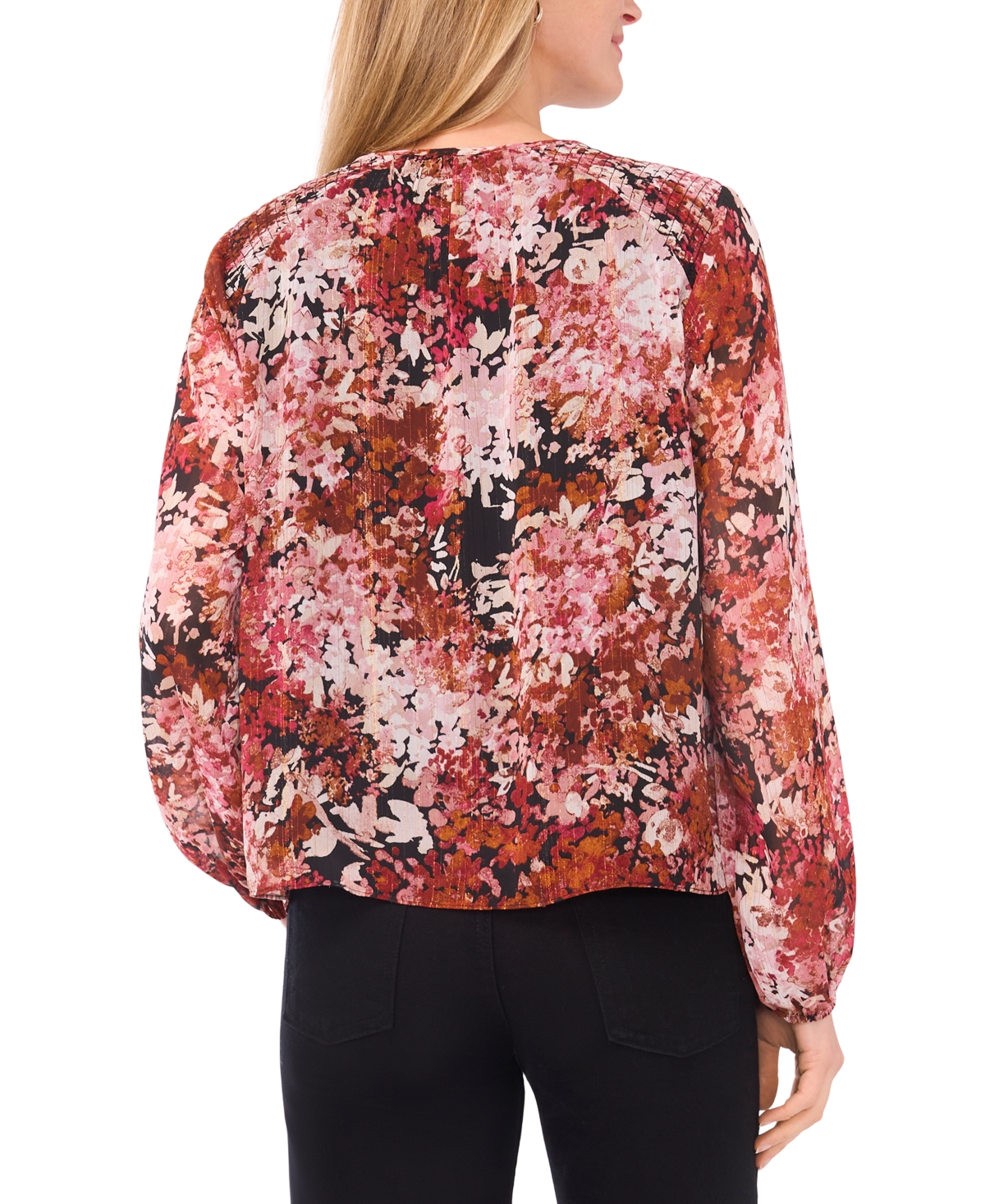 Sam & Jess Women's Tie Hem Long Sleeve Top In Red