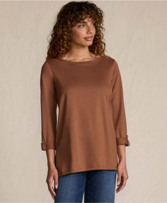 Women's Supima Cotton Adjustable 3/4 Sleeve Boatneck Tunic