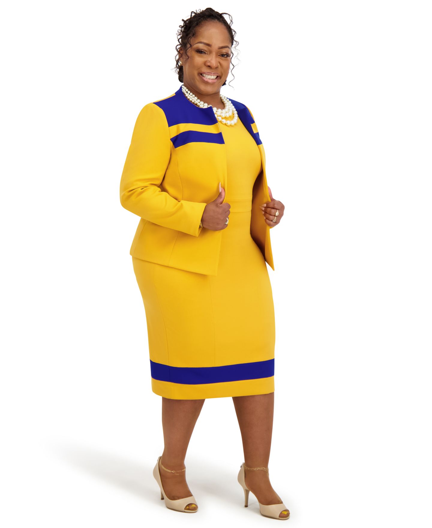 Женская куртка Kasper Combo Yoke Long-Sleeve Jacket, Regular and Plus Size, цвет: Золотой — фото 4