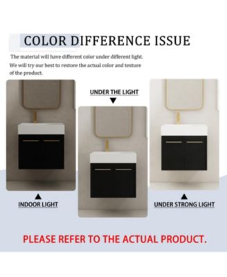 24" Wall-Mount Vanity, Resin Left Basin, Storage, KD