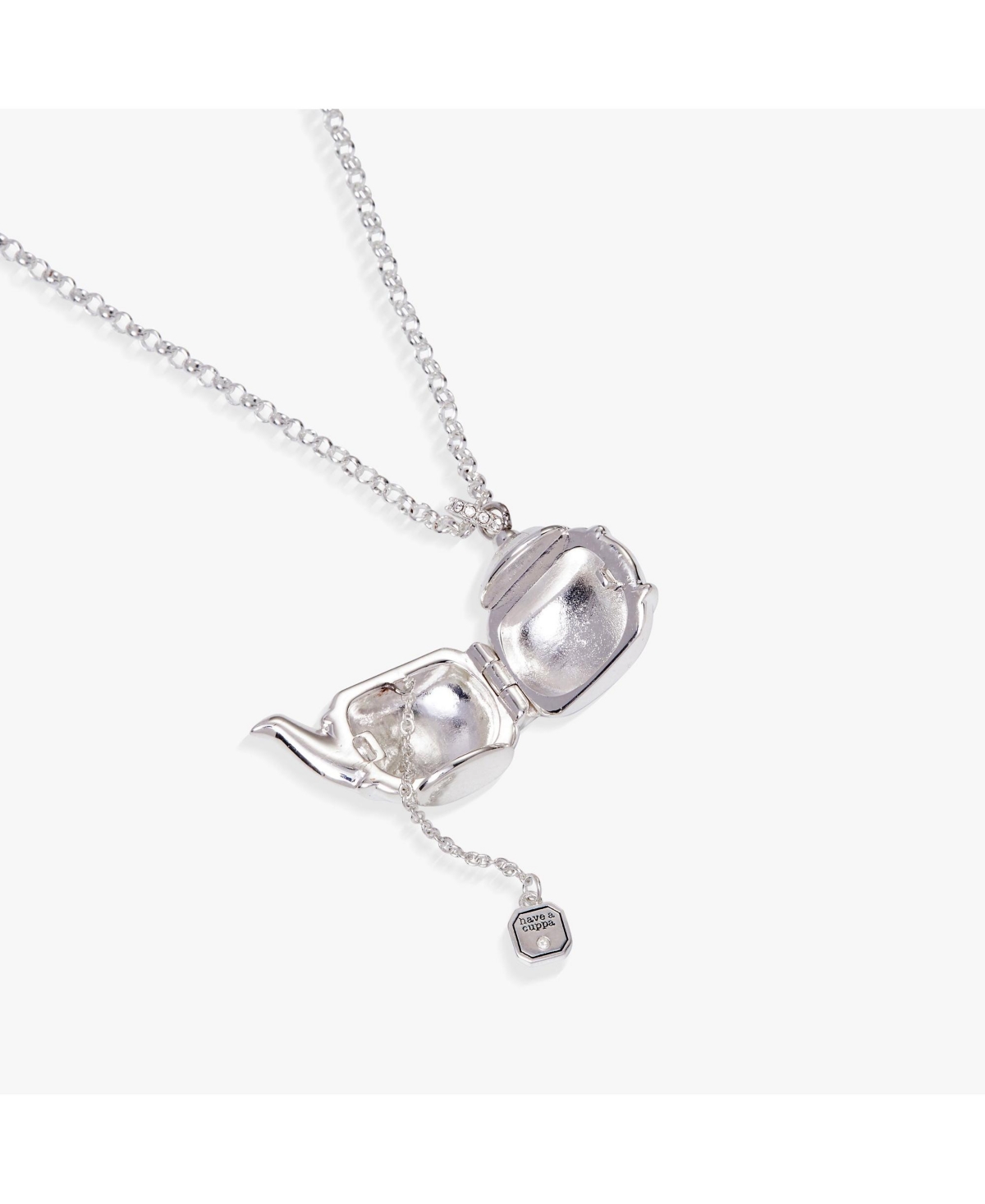 Floral Teapot Locket Pendant Necklace