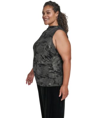 Plus Size Novelty Printed Ruched Top