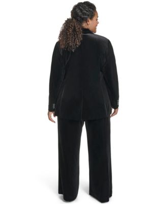 Plus Size Padded One Button Jacket