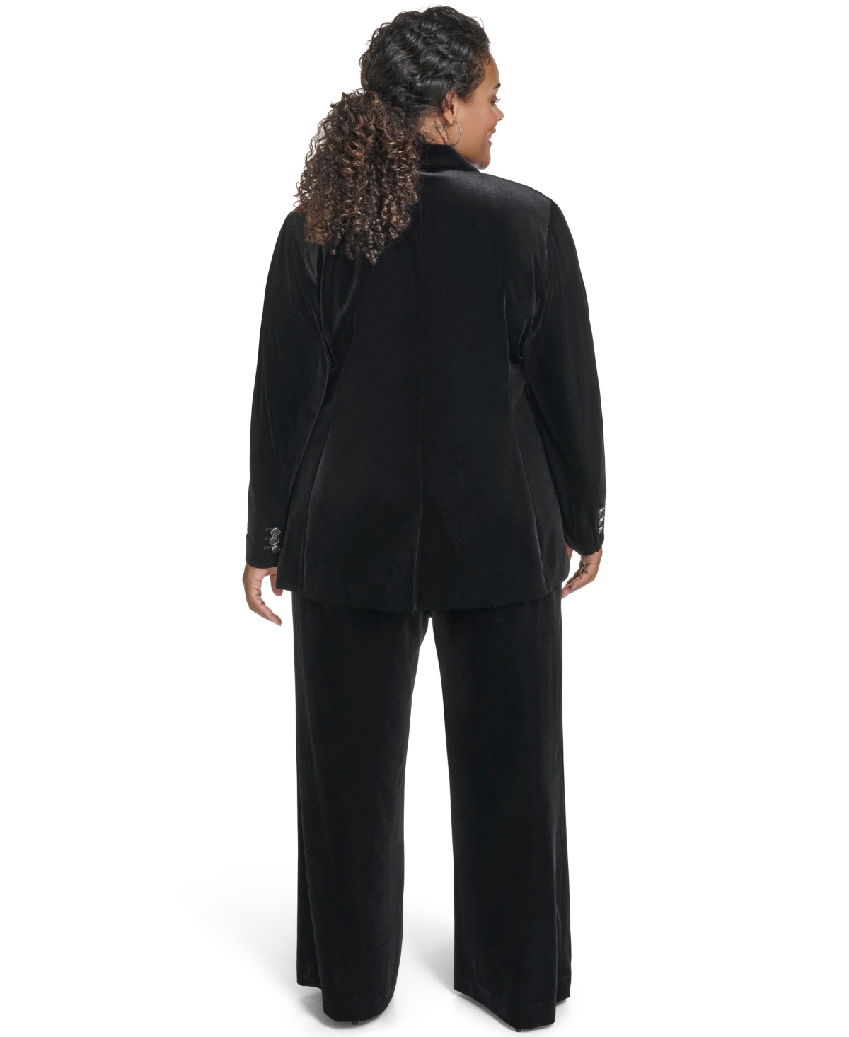 Calvin Klein Plus Size Padded One Button Jacket In Black