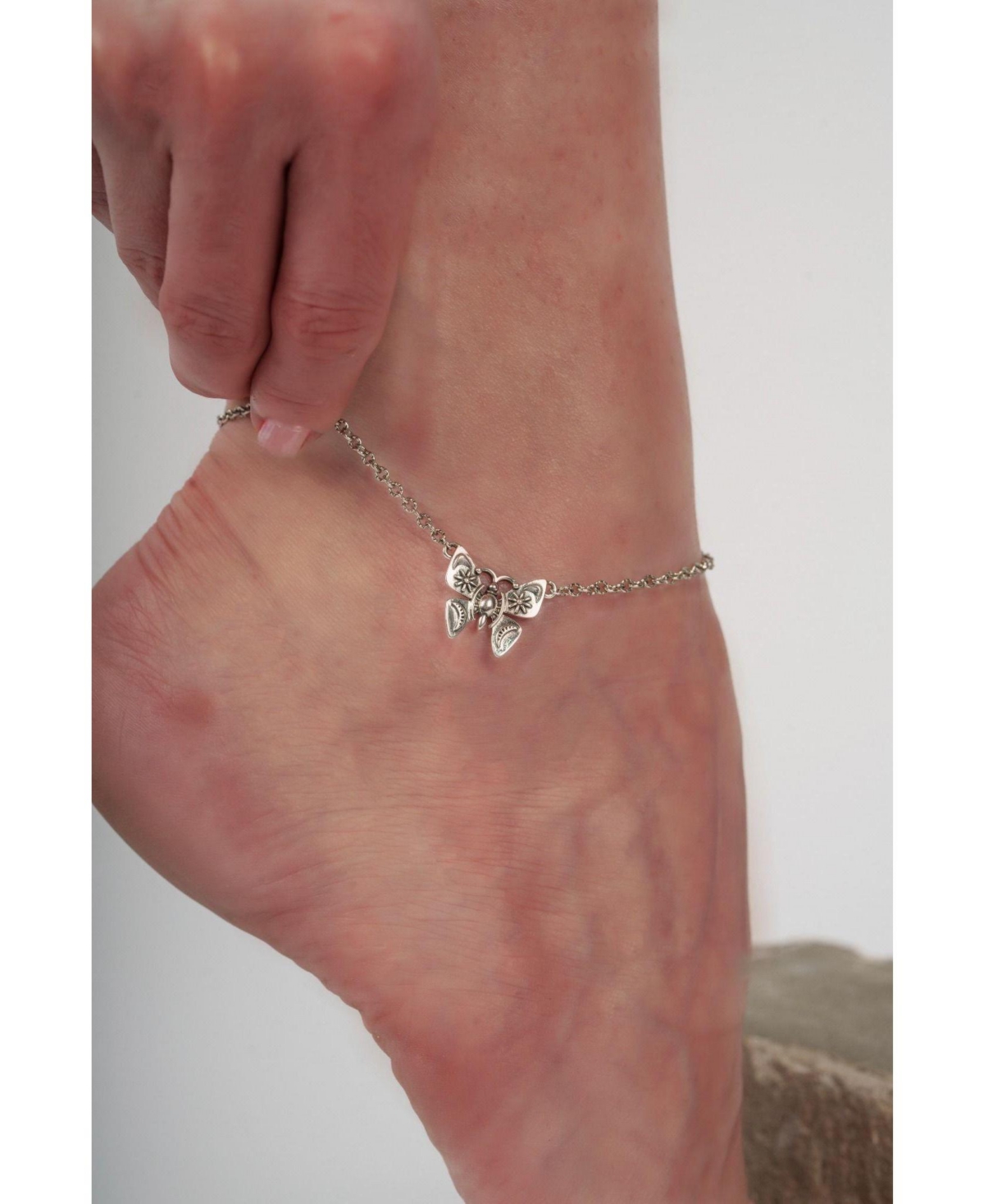 American West Jewelry Sterling Silver Butterfly Anklet