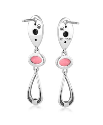 Sterling Silver Rhodonite Teardrop Double Loop Gemstone Earrings