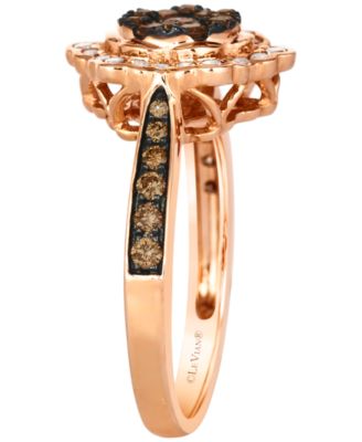 Chocolate Diamond (0.58 ct. t.w.) and Nude Diamond (0.23 ct. t.w.) Ring in 14k Strawberry Gold