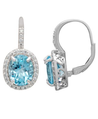 Amethyst (2.40 ct. t.w.) And White Topaz (0.56 ct. t.w.) Lever Back Drop Earrings in Sterling Silver (Also Available in Blue Topaz)