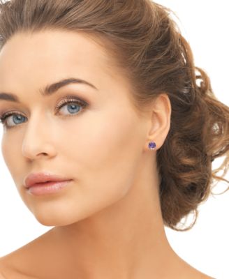 4-Pair Amethyst, Blue Topaz, Citrine and Peridot Stud Earrings in 14k Gold Over Sterling Silver