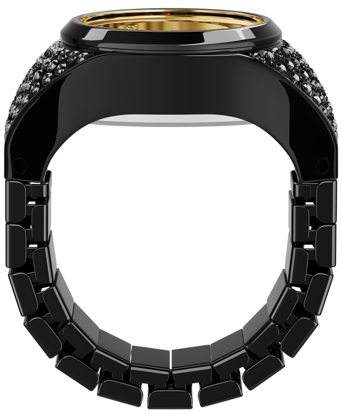 Fossil Women's Watch Ring Two-Hand Pave Black Stainless Steel Watch, 15mm