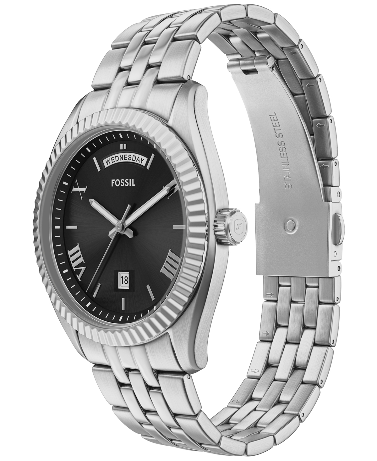 Fossil Men's Campbell Three-Hand Day-Date Stainless Steel Watch