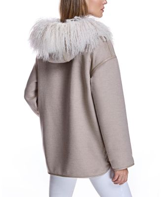 Women's Reversible Woolblend Jacket with Mongolian Trim