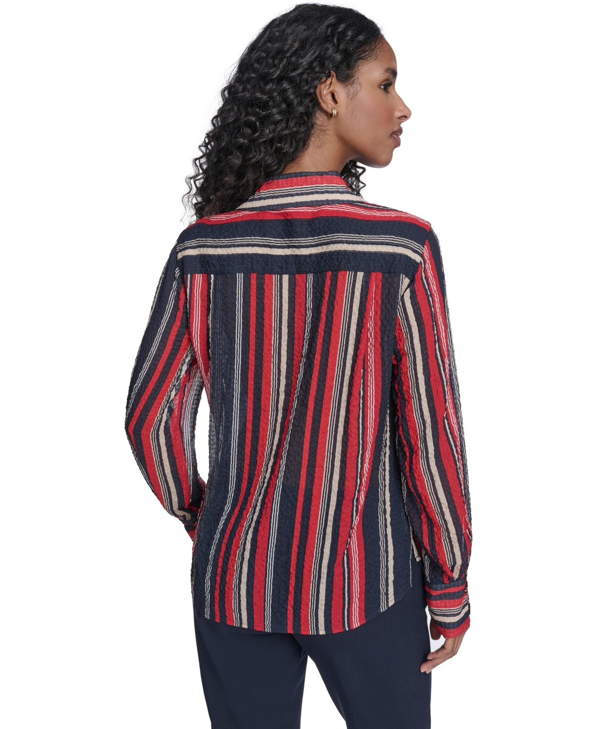 Tommy Hilfiger Women's Striped Long Sleeve Pull-On Blouse