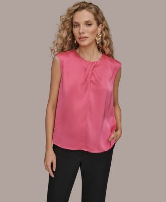 Donna Karan New York - Women's Solid Sleeveless Twist Neck Top
