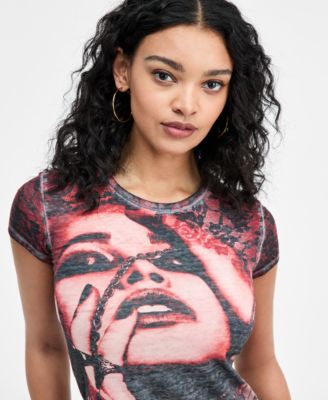 Women's Short-Sleeve Lace Face T-Shirt