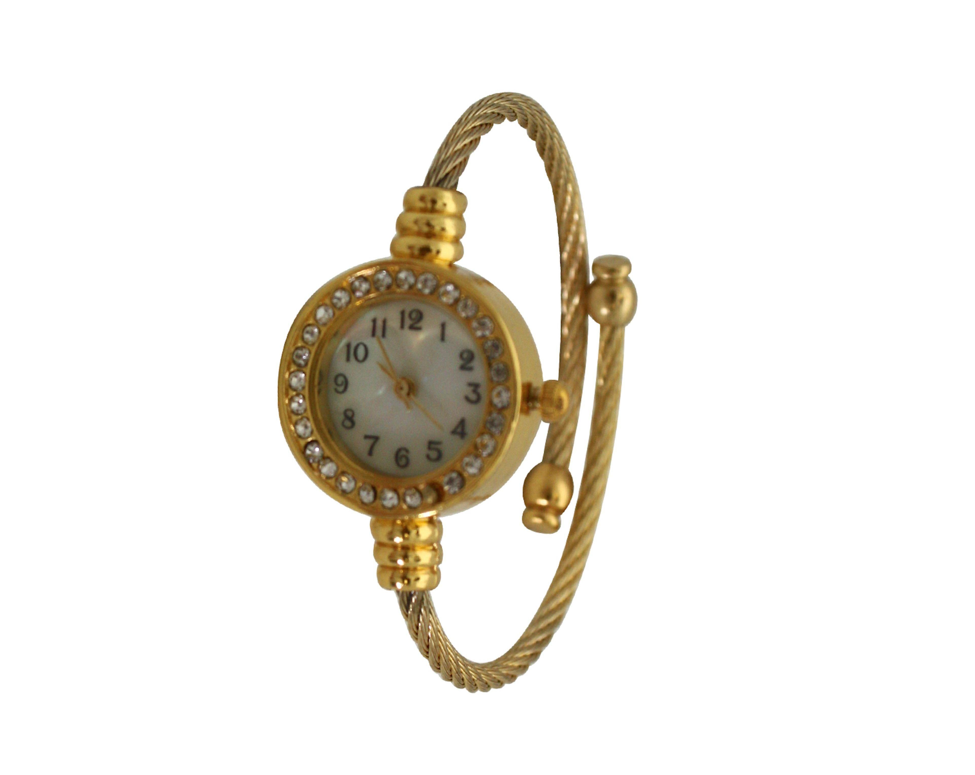 Olivia Pratt Gold Petite Twisted Bangle Bracelet Watch