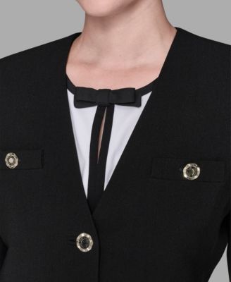 Women's Collarless 3-Button Front Embellished Jacket