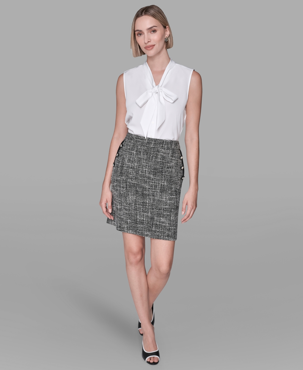 Karl Lagerfeld Paris Women's Knee Length Tweed Skirt
