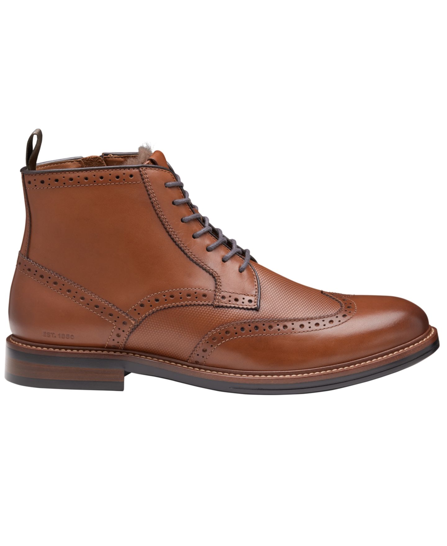 Мужские ботинки Johnston & Murphy XC+ Durham Embossed Leather Brogue Detail Wingtip Shearling Waterproof, цвет: Коньячный — фото 2