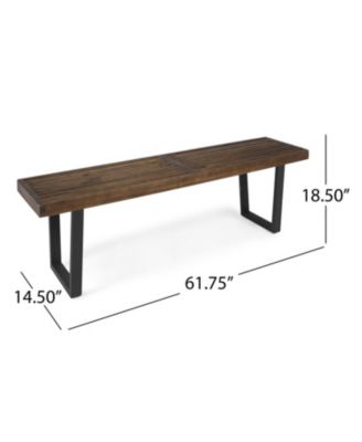 Acacia Wood Patio Bench - Dark Brown & Black