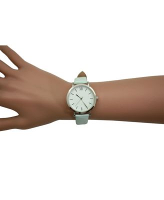 Mint Stripped Pastel Colors Faux Leather Women Watch