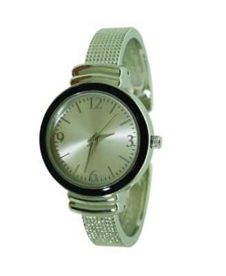 Silver Black Every Day Textured Metal Bangle Watch