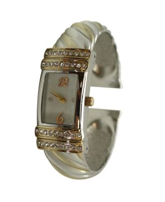 Two Tone Square and Thin Face Bangle Women Watch