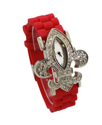 Red Rhinestones Silicone Women Watch
