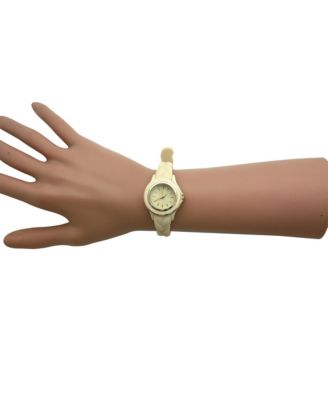 Beige Braided Silicone Band Women Watch