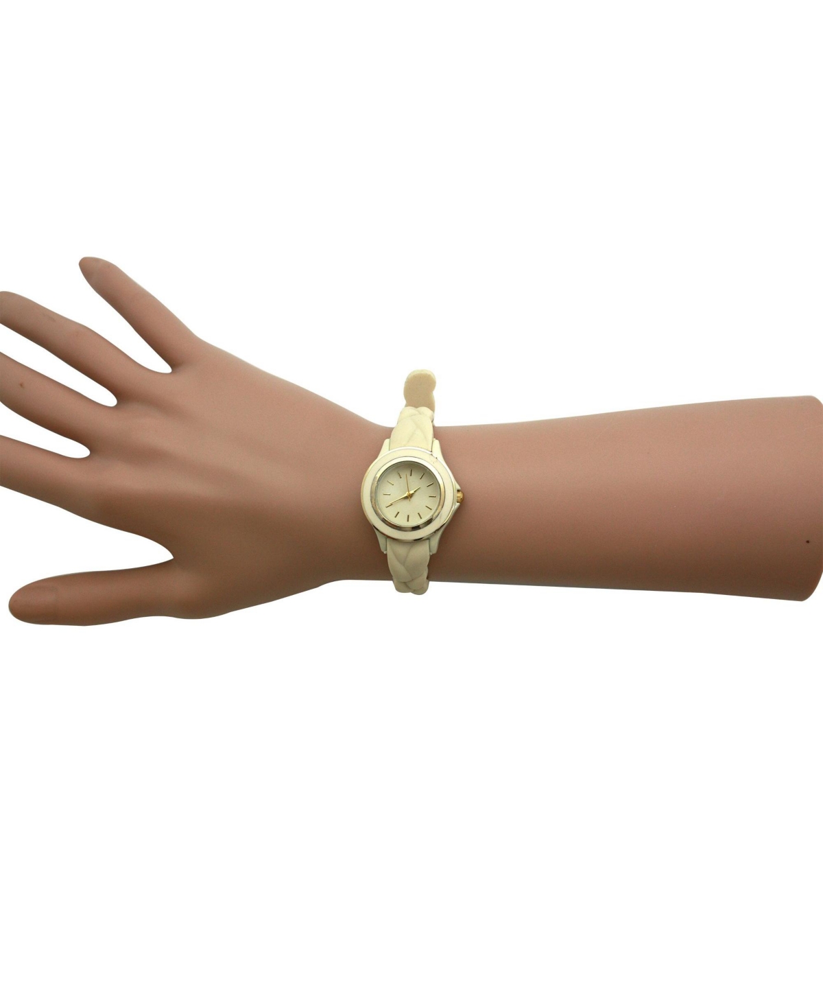 Olivia Pratt Beige Braided Silicone Band Women Watch