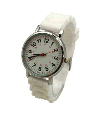 White Solid Silicone Bold Numbers Women Watch