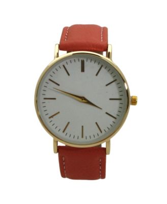 CORAL MINIMALIST LEATHER STRAP WATCH