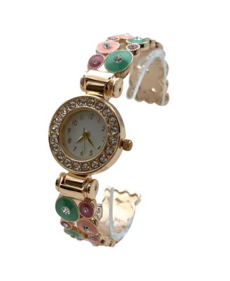 Pastels Gold Colorful Round Shapes Band Bangle Women Watch