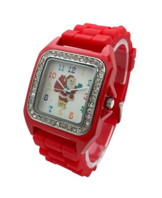 Red Merry Christmas Silicone Band Themed Women Watch