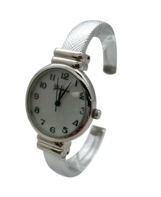 Metallic Colors Everyday Minimalist Bangle Women Watch, Silver
