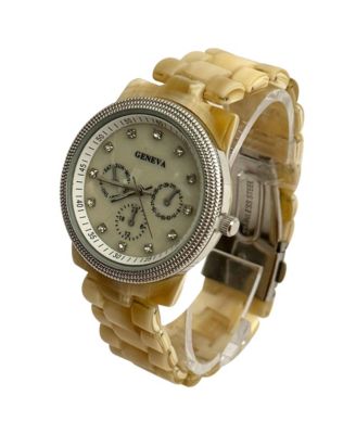 Beige Tortoise Acrylic Band Women Watch