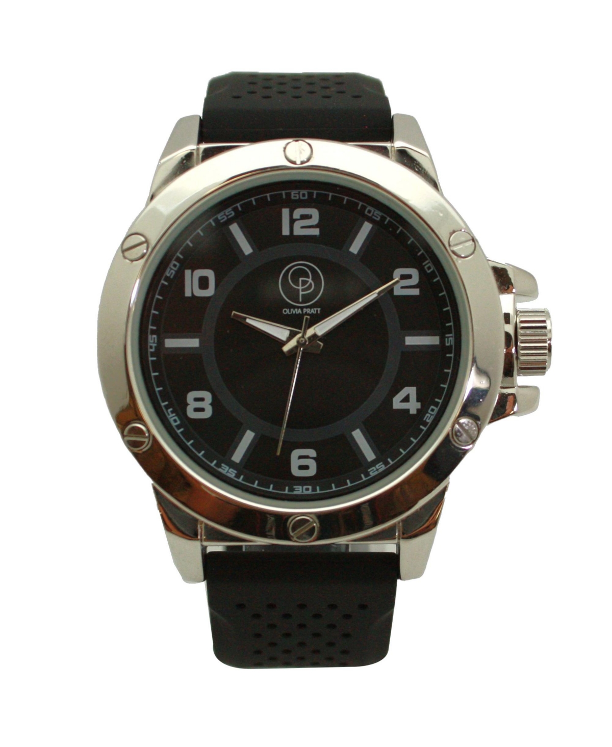 Olivia Pratt Black Silver Three-Hand Silicone Band Men Watch