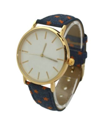 Stars Denim Strap Watch