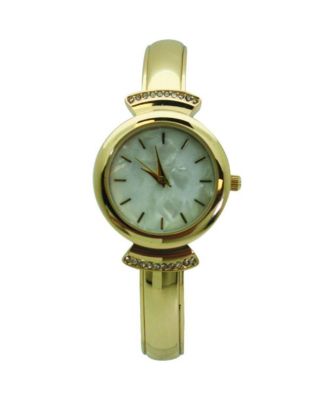 Gold Olivia Pratt Pearl Tone Face Metal Bangle Watch